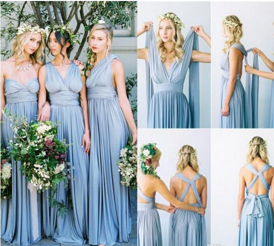 

Convertible Styles Chiffon Bridesmaid Dresses Cheap Long Country Style Beach Garden Wedding Party Maid Of Honor Gowns Formal Dresses