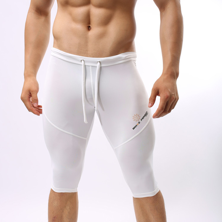 

Wholesale-Brave Person Compression Shorts Men Yoga Shorts Fit Beach Sport Surf Running Short Pants Sexy Low Rise Swimming Beach Shorts, Black
