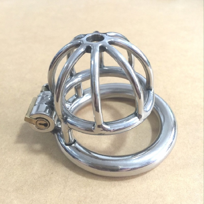 

China New design Small Male Bondage Chastity belt Stainless Steel Adult Cock Cage BDSM Sex Toys Chastity Device Short Cage