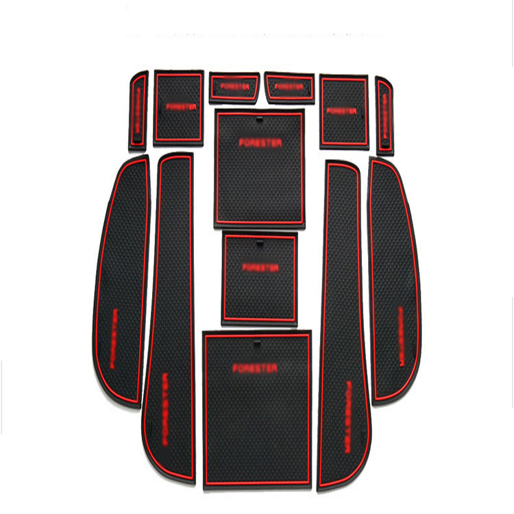 

13pcs Non-Slip Rubber Interior Car Door Armrest Storage Panel Mat Cup Holder Slot Pad Cover Sticker For Subaru Forester 2009-2012