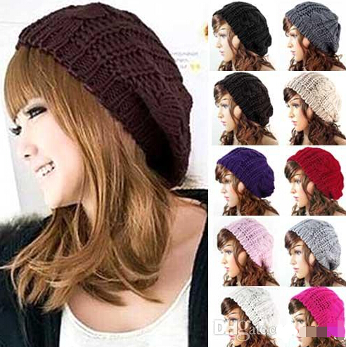 

2016 New Arrivals Fashion Women's Girl's Warm Knitted Hats Caps Baggy Beret Chunky Cotton Wool Braided Beanie Free Shipping, Multi