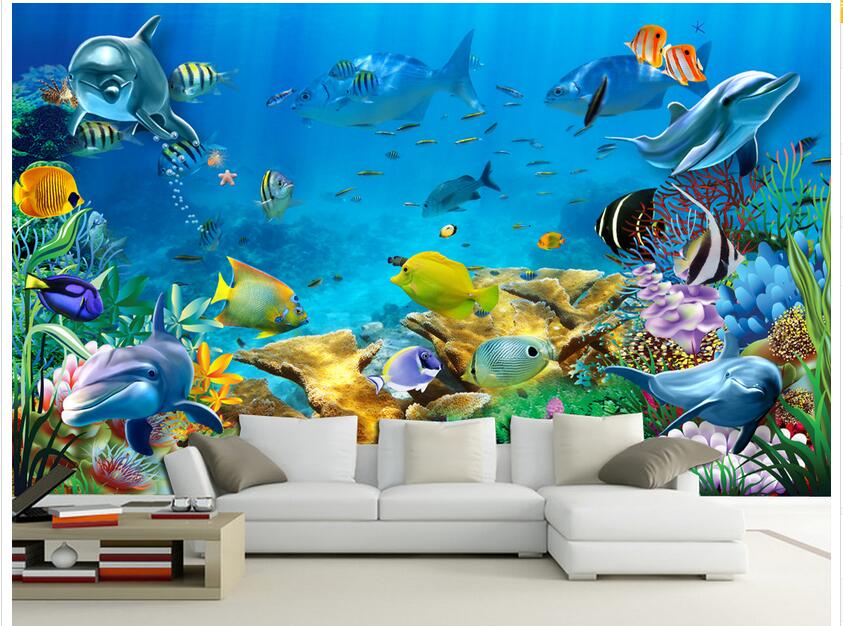 3d wallpaper custom photo non-woven mural The undersea world fish Children room painting picture 3d wall room murals wallpaper-image-389352176