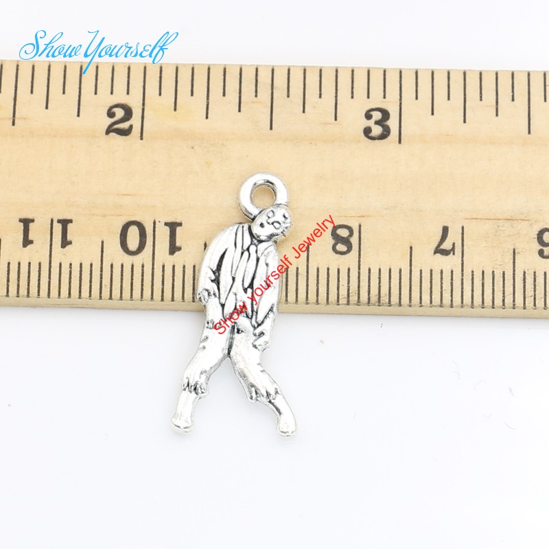 20pcs/lot Antique Silver Plated Walking Dead Zombie Charms Pendants for Necklace Jewelry Making DIY Handmade Craft 17x6mm-image-377637182