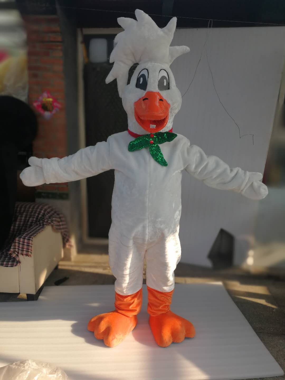 

Hot Sale Cartoon Real Pictures duck mascot costume Adult Size free shipping, White