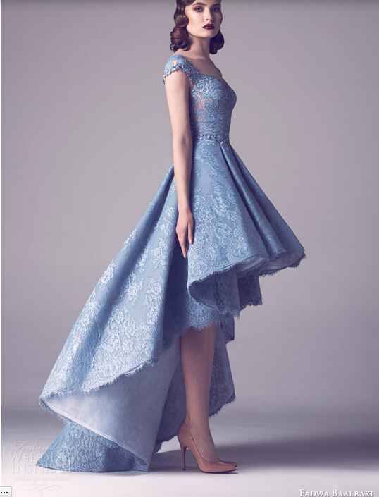 

2021 Newest Indian Lace High low Blue Short Prom Dresses Ladies Long Modern Woman Prom Gowns