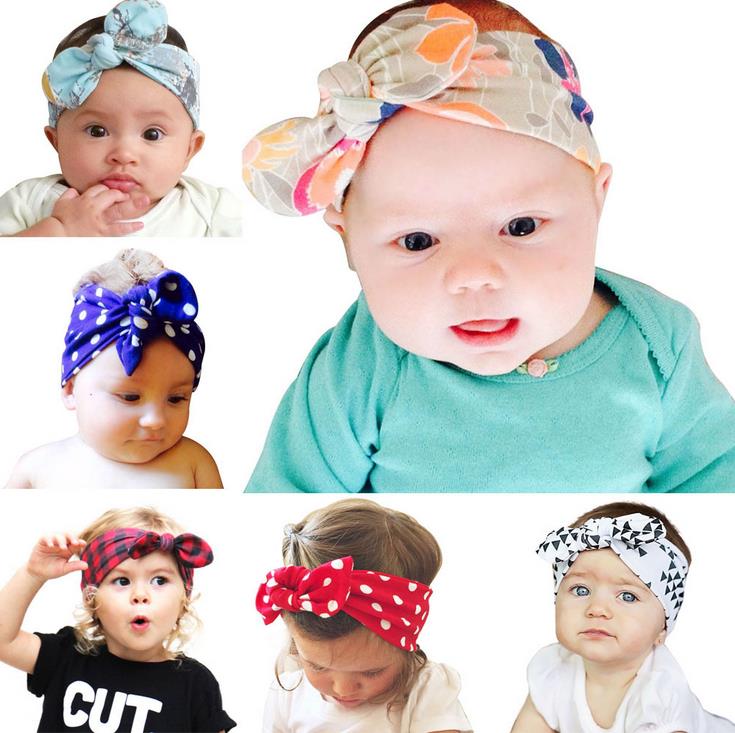 

Cute Infant Headbands Plaid Dots Floral Cotton Hair Bow Girl Baby Head Band Children Headwrap Soft Hairband Kids Bandanas Hair Accessory, Multi-color