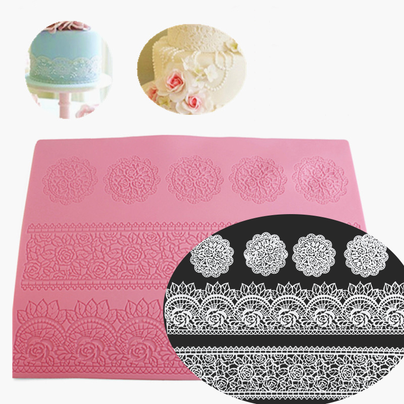 

39.5*29.5cm Big Size Leaf mold Sugar Silicone Lace Mat Border Pattern Design Cake Baking Decorating Tools