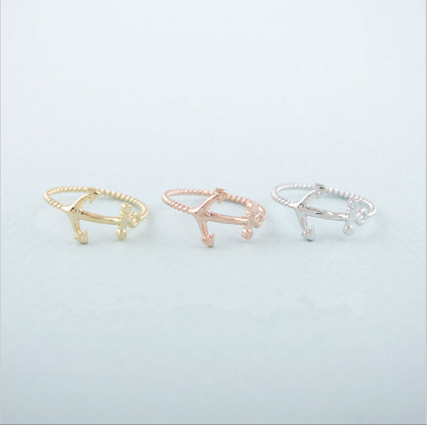 

Hot Sell Anchor Ring Silver Plated Retro knuckle mini rings for Women Everyday Wear Jewelry Nautical Gift