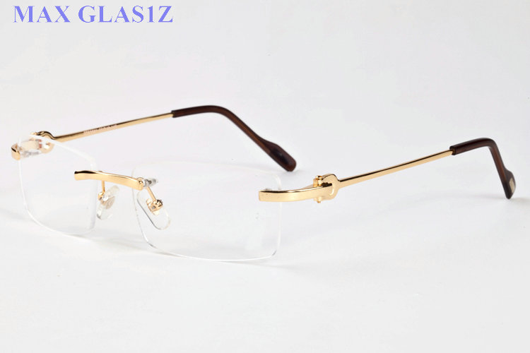 

men women rectangle rimless glasses new fashion sport metal buffalo horn sunglasses clear lens lunettes de soleil come with box and cases