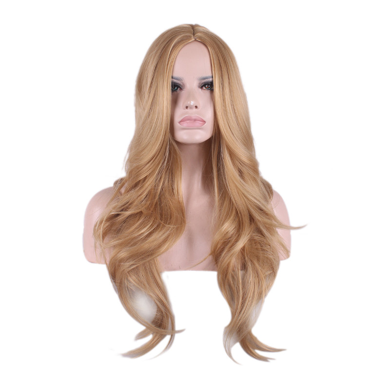 

WoodFestival long blonde wig loose wave heat resistant women hair wigs synthetic fiber American white women