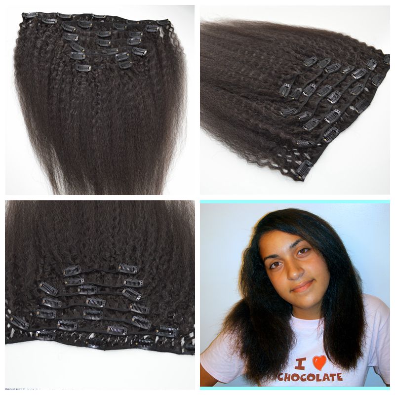 

120g Clip In/On Human Hair Extensions 7pcs Clipper Brazilian Wholesale Price Hair natural color G-EASY Clips Hair