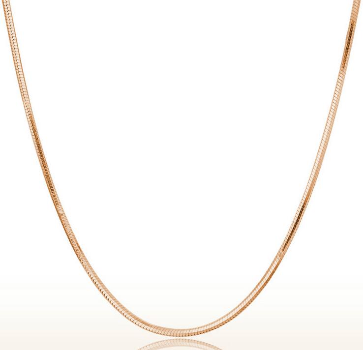 

18" 45cm 1.2mm 18K Rose Gold Snake Chain Necklace 925 Sterling Silver Plated Link Necklaces for DIY Jewelry