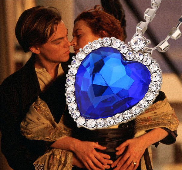 

Crystal chain The Heart Of The Ocean Necklace luxurious heart diamond pendants Titanic necklaces for women movie statement jewelry 17112904, Silver
