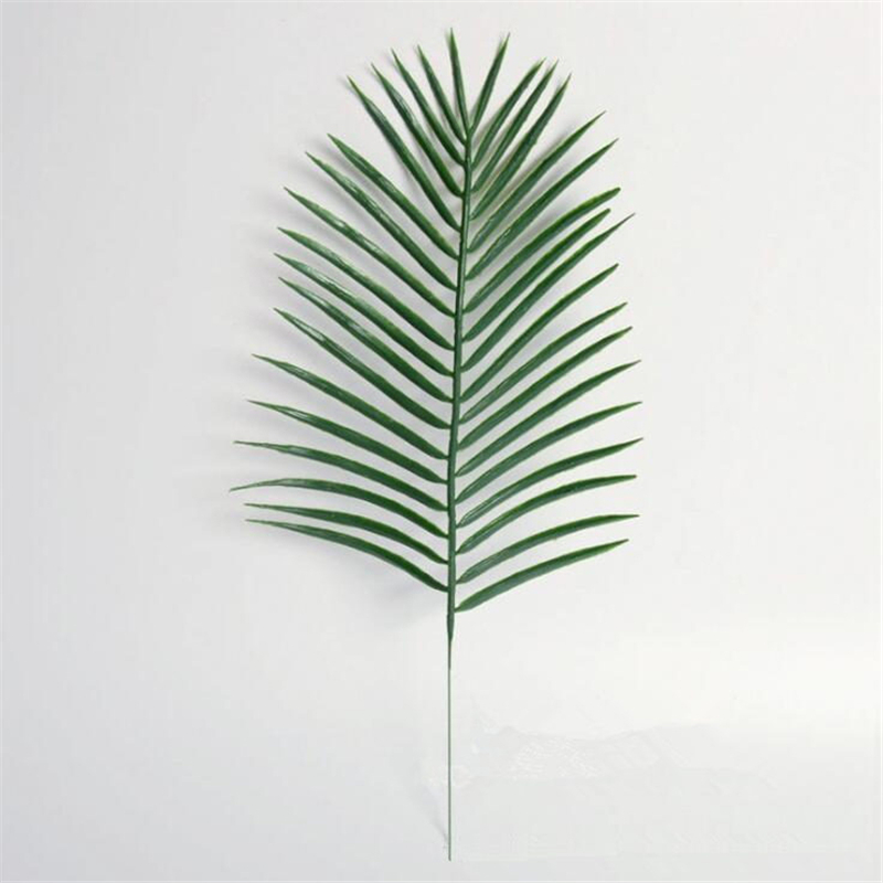 2021 Artificial Plastic Leaves Green Plants Fake Palm Tree Leaf Greenery For Floral Flower