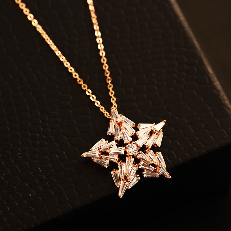 five-pointed star Necklace & Pendant Women Fashion Choker Necklace for Party Collar Costume Zircon Jewelry Gold Plated
