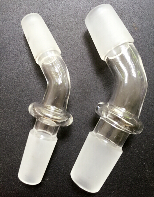 

45 Degree Bent Male to Male Glass Adapter 14mm 18mm Glass Converter Male Joint Glass Dome Adapter for Glass Bong Water Pipe