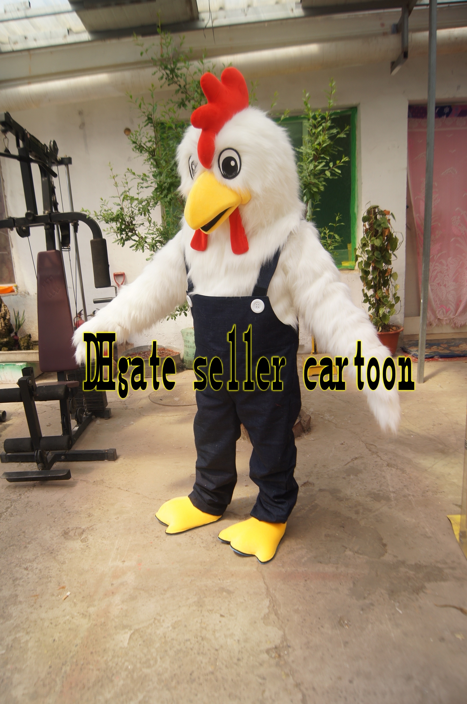 

Hot high quality Real Pictures chicken mascot costume free shipping, White