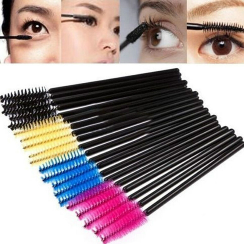 

Wholesale- New 200pcs/lot makeup brush synthetic fiber One-Off Disposable Eyelash Brush Mascara Applicator Wand Brush