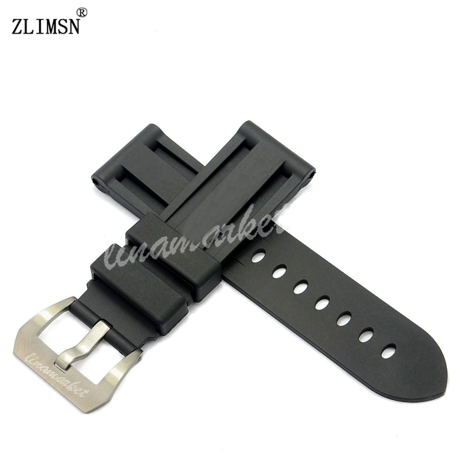 

Watch Bands for PANERAI 24mm (Buckle 22mm) Mens Black Diving Silicone Rubber Watchbands Black Red BANDS Strap Buckle Relojes Hombre 2016, Black;brown