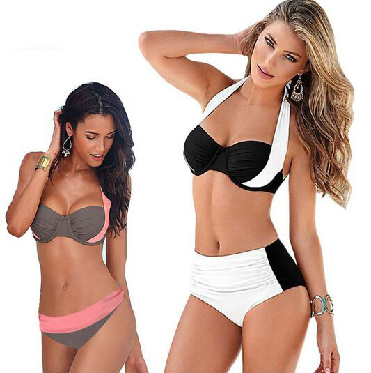 New Sexy Bikinis Women Swimsuit High Waisted Bathing Suits Swim Halter Top Push Up Bikini Set Beach Plus Size