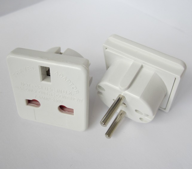 

UK to EURO EU AC Power Travel Plug Adapter Adapters Converters white