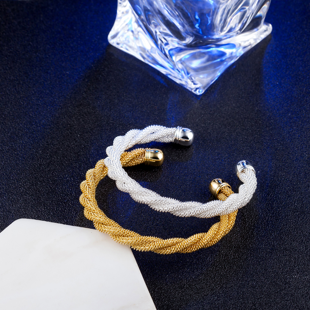 

10pcs/lot hot gift factory price 925 silver charm bangle Personality twisted lines 18K gold bracelet fashion jewelry 1826
