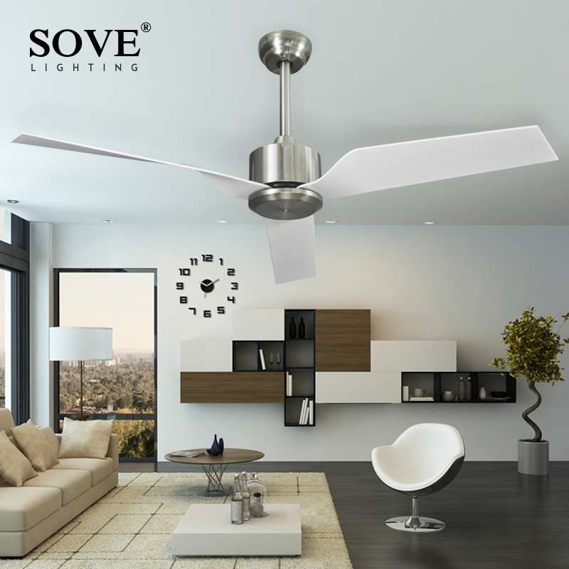 2019 Sove Modern White Ceiling Fans Without Light Remote Control