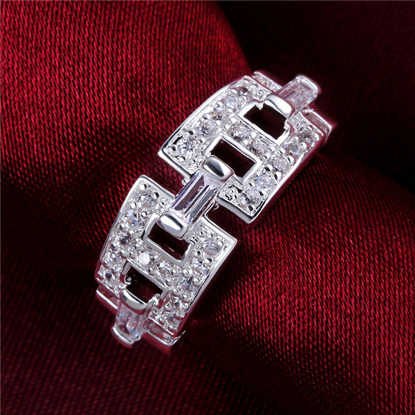 

top 925 silver 8 words rings With Side Stones GSSR476 Factory direct sale brand fashion sterling silver finger ring