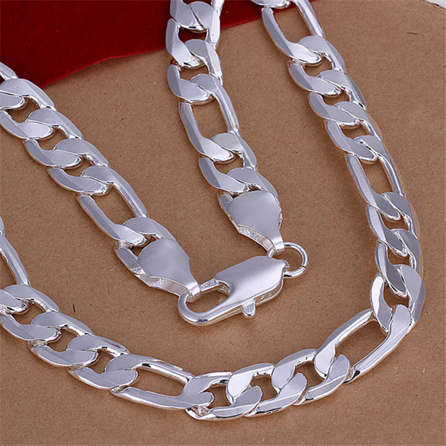 

Heavy 64g 12MM Chains Necklace Men sterling silver plate necklace STSN196,wholesale fashion 925 silver Chains necklace factory direct sale