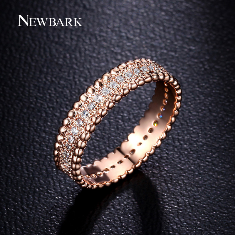 

NEWBARK Wedding Engagement Ring Rose Gold Color Paved Micro cubic zirconia Finger Rings For Women Christmas Gift Jewelry q170720