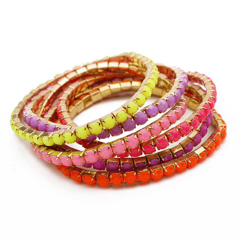 

Wholesale New Fashion Bohemia colorful Candy Acrylic Bead Charm Bracelets Jewelry For Women Gift free shipping