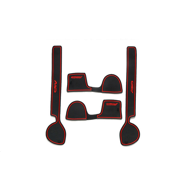 

4pcs Non-Slip Rubber Interior Car Door Armrest Storage Panel Mat Cup Holder Slot Pad Cover Sticker For Honda CRV 2008-2010