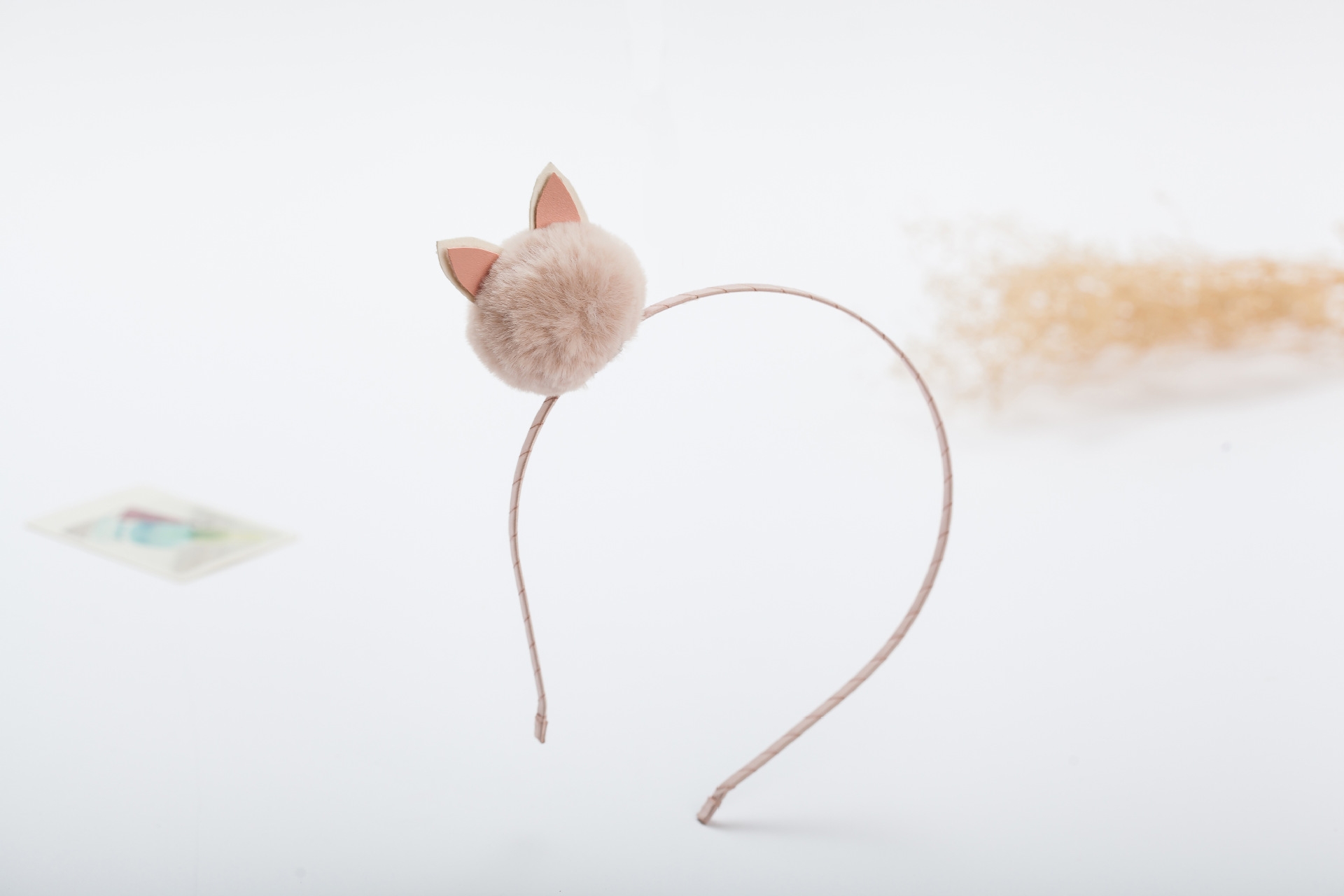 

Wholesale 12pcs Fashion Cute Fur Pom Pom Hard Hairbands Kawaii Solid Rabbit Ears Headbands Headware Accessories Hair Sticks, Multi-color