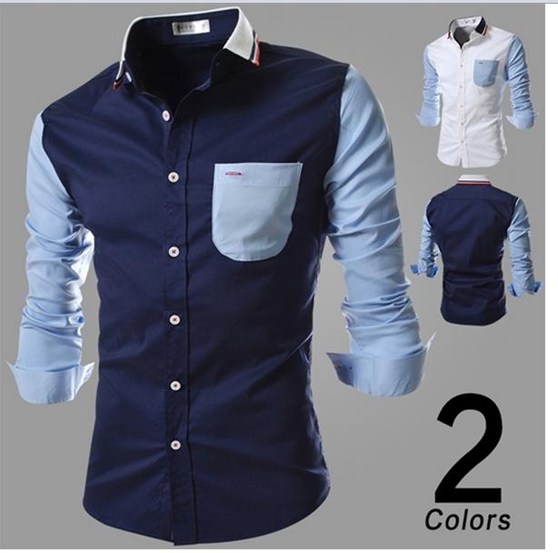 MS Striped Shirt Men Fashion 2018 patchwork contrast color block design knit turn down collar long sleeve mens casual shirts free shipping