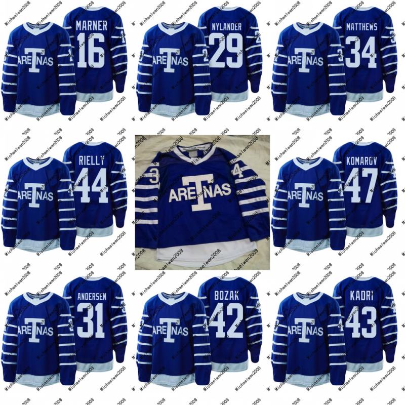 

1918 Arenas Jerseys 44 Morgan Rielly 47 Leo Komarov 42 Tyler Bozak 43 Nazem Kadri Toronto Maple Leafs Custom Hockey Jerseys Cheap, Blue 31 frederik andersen