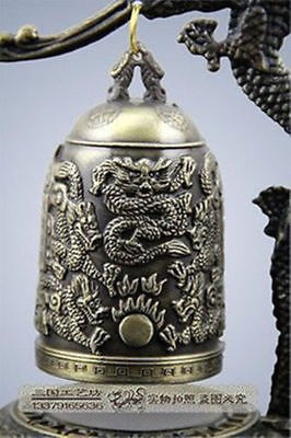 

Exquisite handmade Bronze style Carved Dragon & buddha Bell