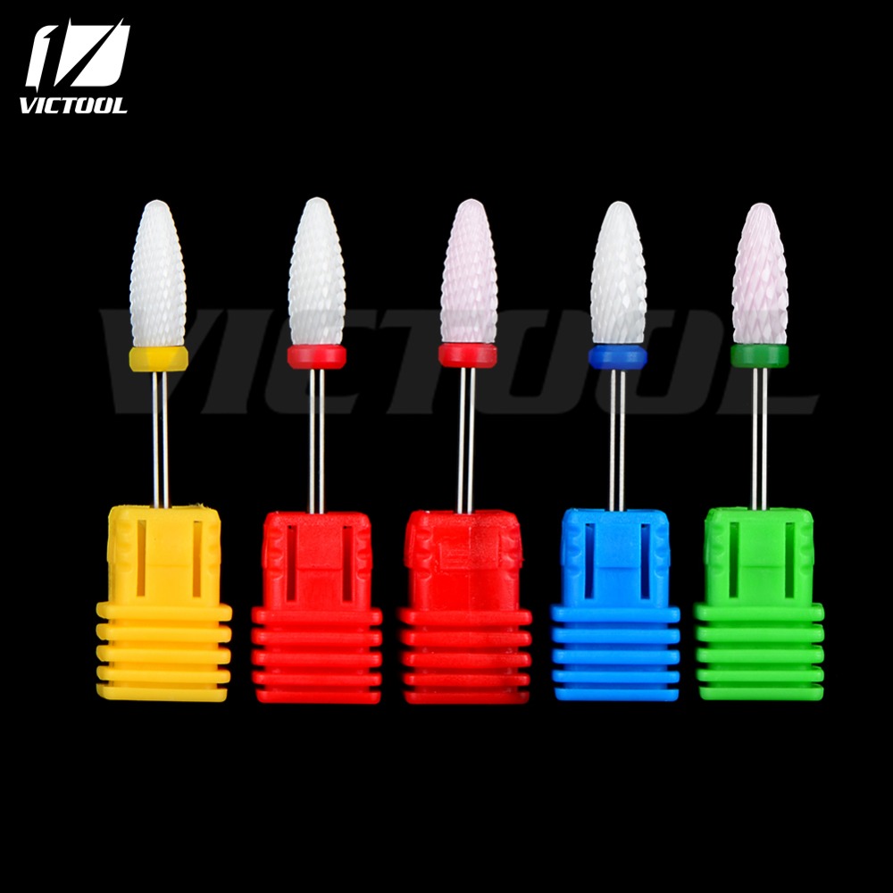 

Wholesale-1 piece Victool High Quality Ceramic Nail Drill Bit Rotary Burr For Electric Manicure Machines Pedicure Files Nail Salon Tools