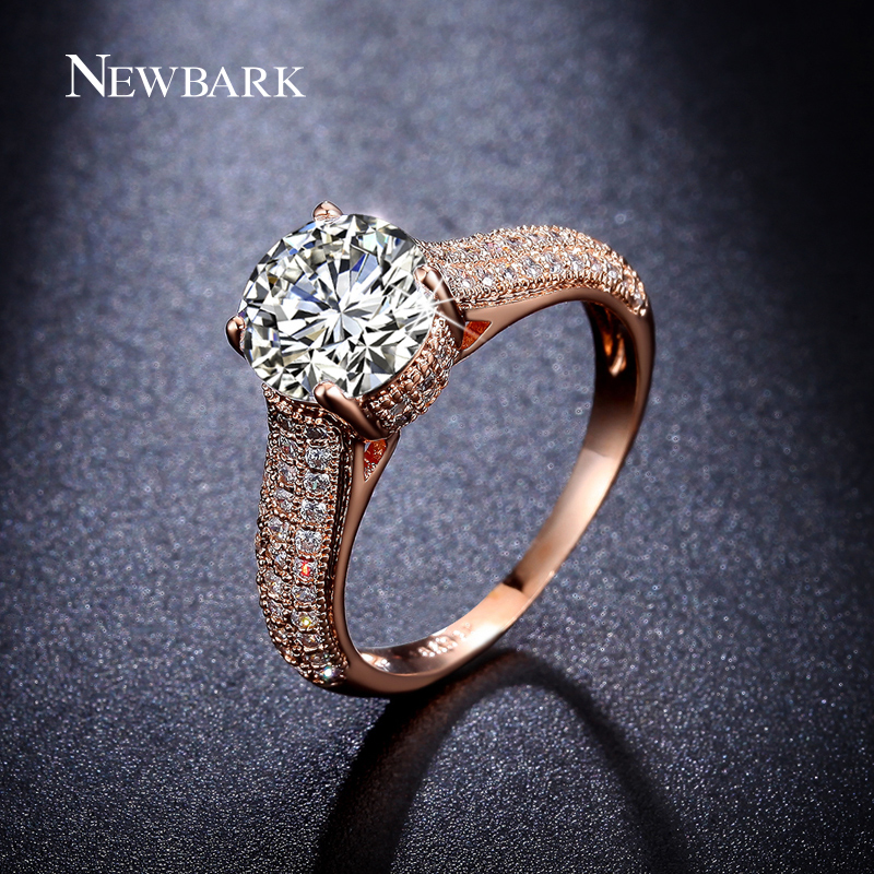 

NEWBARK High Quality Big CZ Half Eternity Rings Rose Gold And Silver Color Prongs Crown Wedding Jewelry Rings For Women q170720