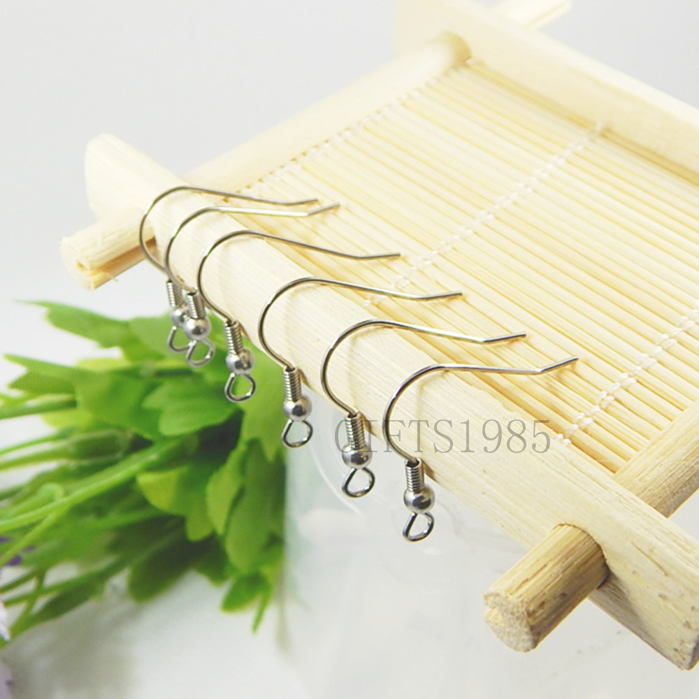 

21*3mm 316L Stainless Steel Ear Wires Hooks Silver Earring Fish Hook Coil DIY