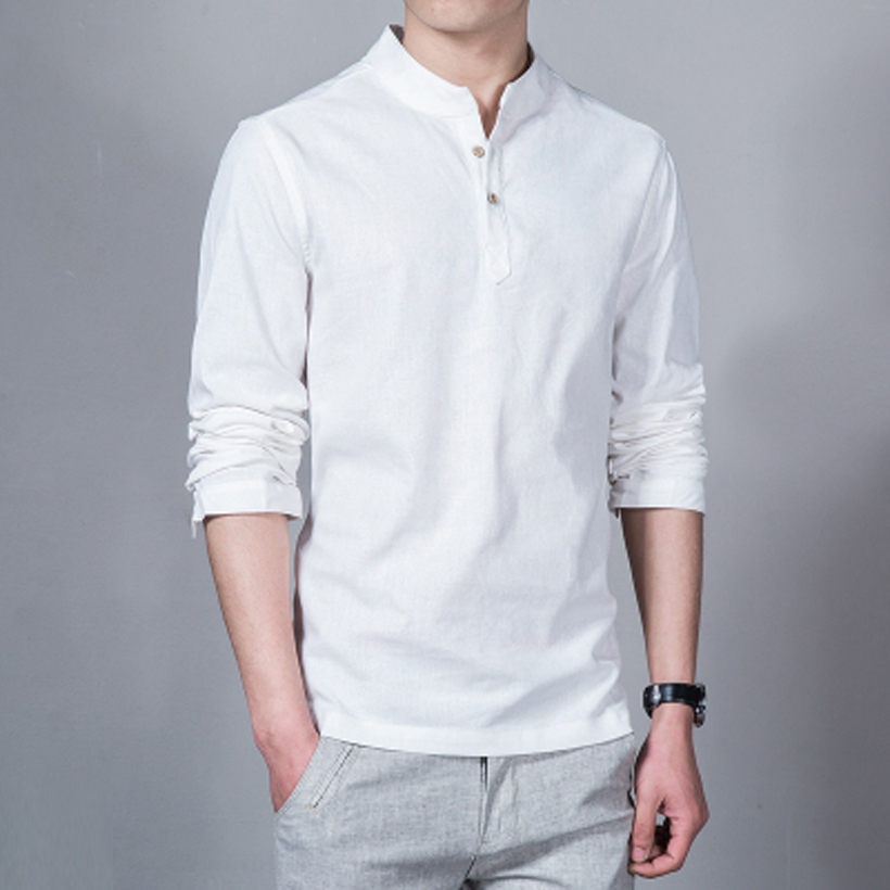 

Wholesale-2016 Fashion Long sleeve Men's shirts male casual Linen shirt men DX366 Asian size camisas, Blue