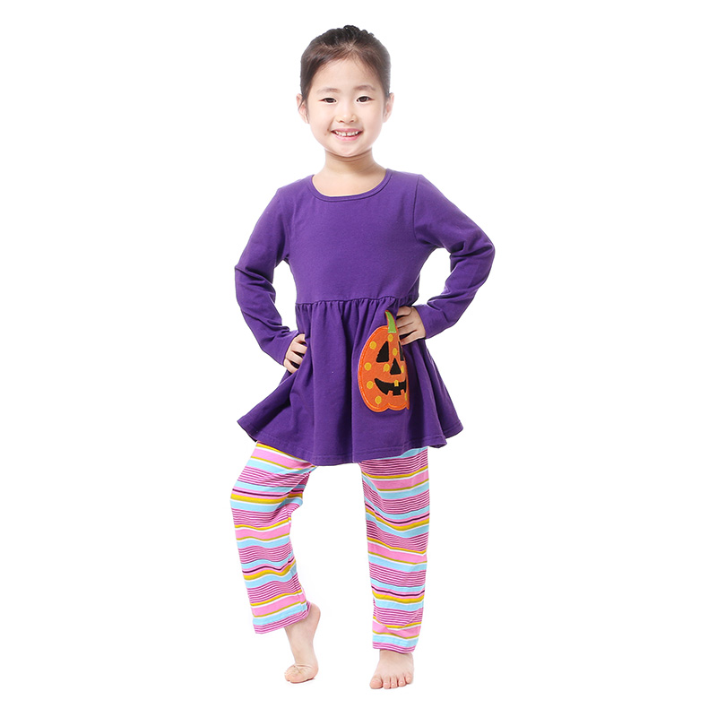 

Halloween Legging Set Halloween Baby clothes Pumpkin sets Kids Pumpkin suits Cotton Baby Clothing HW 007, Purple