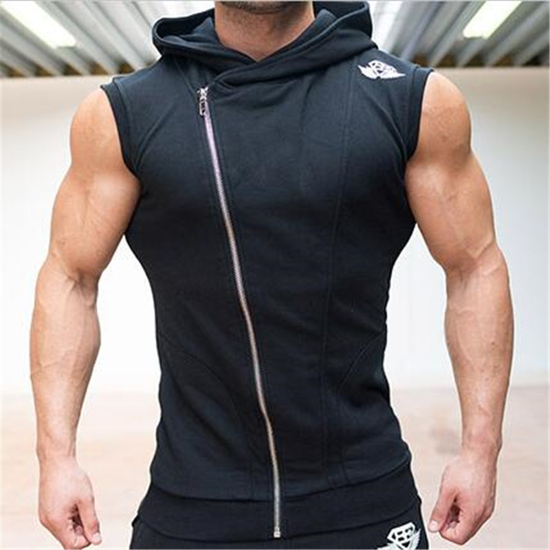 Wholesale-2016 New Fashion GYM sleevelessHoodies MenSleeveless vest Print vest Men Trend Sport Suits Set Mens Hoodies And Sweatshirts