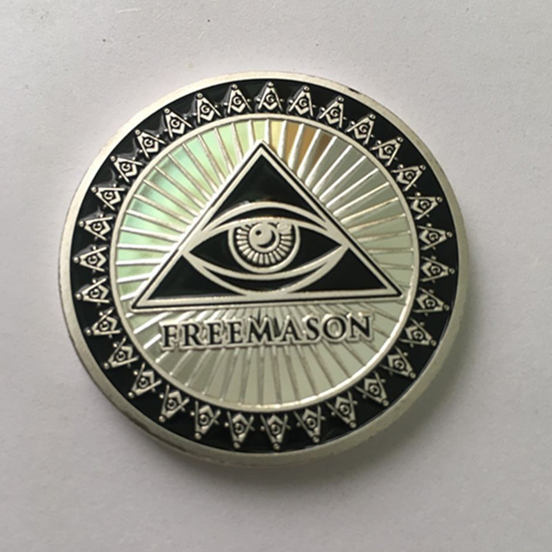 

10 pcs Freemason coin Mors VIRTUS Junxit member symbol badge Non SEPARABIT silver plated 40 mm souvenir coin
