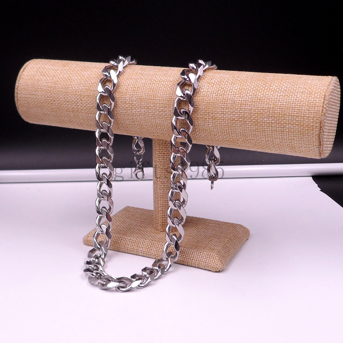 

Wholesale 8-40in Heavy Silver Stainless Men's Chain Link Curb Necklace bracelet 15mm charm ship free