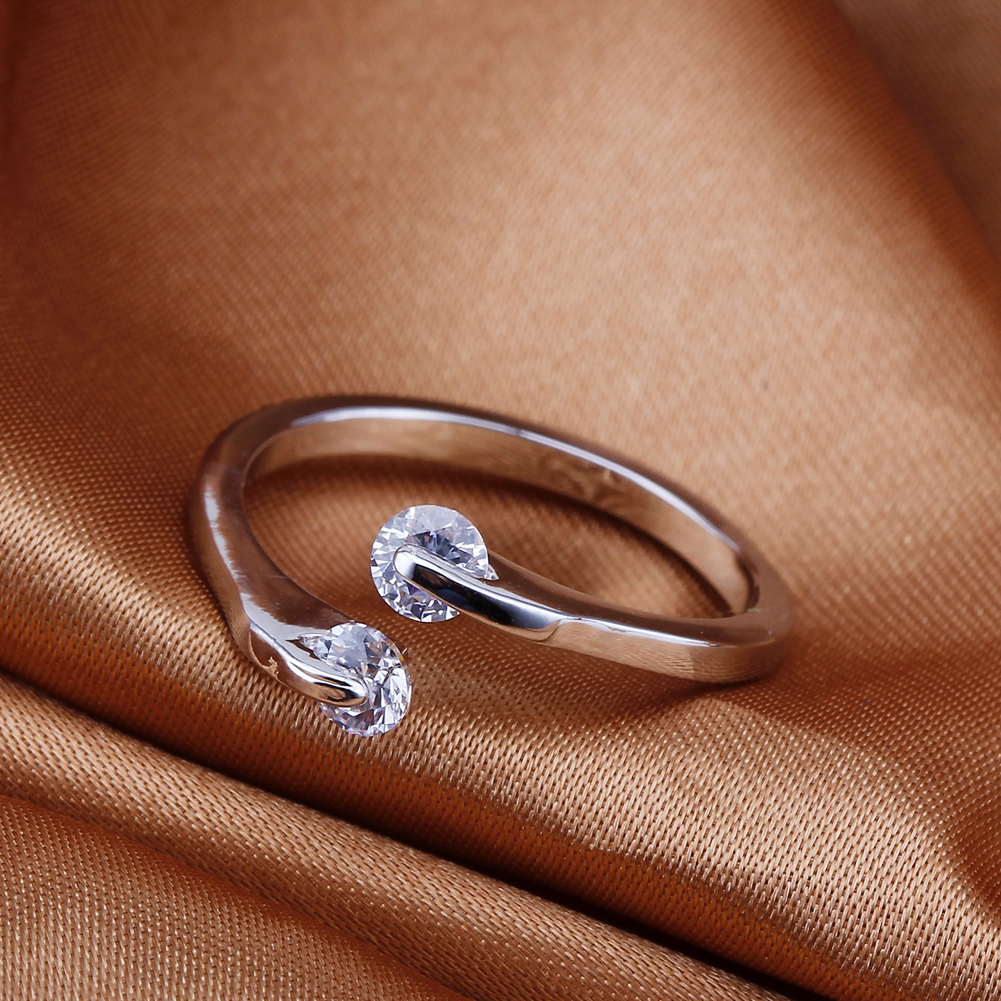 

Simple Design Silver-Plated Women's Ring Crystal Fashion Finger Ring Bride Wedding Ring Personality Adjustable Rings Jewelry