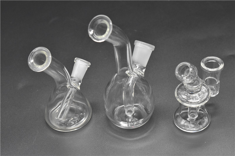 10mm/14mm Female Mini Glass Oil Rigs Bongs Water Pipes with 3.2 Inch Thick Pyrex Recycler Heady Breaker Bong Pipes Clear Oil Rig-image-406136106