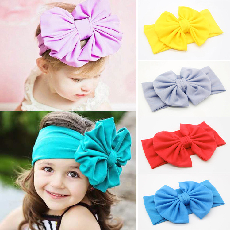 

Baby Girls Bow Headband Europe Style big wide bowknot hairbands 10 colors Children Hair Accessories Kids Headbands Hairband KHA235, Slivery;white