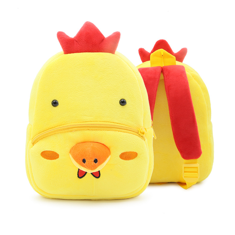 

High Quality Children School Bag Plush Cartoon Animal Cock Backpack Baby Boys Girls Schoolbags Gift For Kids Backpacks, Yellow