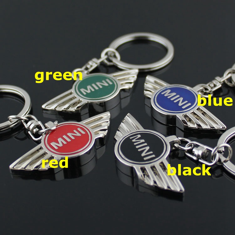 

5pcs/lot 4 Colors Fashion Metal Mini Keychain Keyring Car Logo Mini Copper Key Chain Holder Pendant, Silver