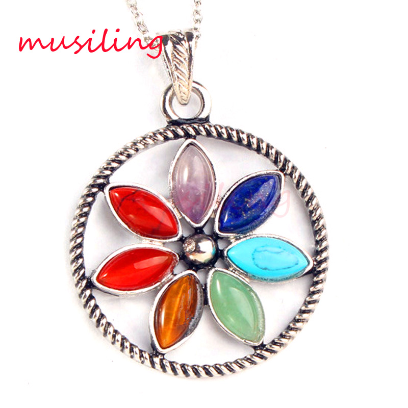 

Pendants Pendulum Mens Jewelry Silver Plated Natural Stone Jewelry Charms 7 Chakra Beads Positive Energy Bead Accessories Antique